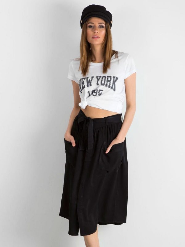 Black cotton skirt with pockets