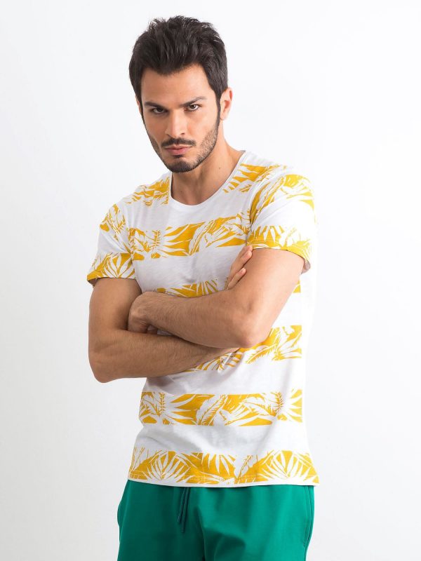 Men's T-shirt with vegetable print white-yellow