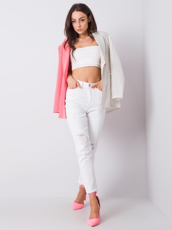 White high-waisted jeans Trish RUE PARIS