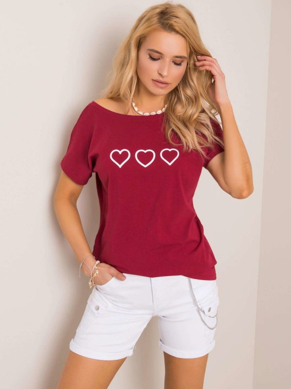 Burgundy t-shirt Amor RUE PARIS