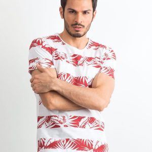 Men's T-shirt with vegetable print white/red