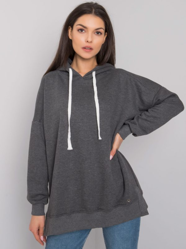 Dark Grey Melange Basic Hoodie Cleveland