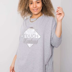 Grey melange blouse with Greet appliqués