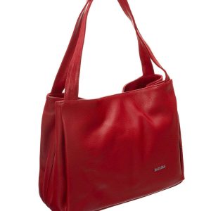 Red genuine leather bag BADURA