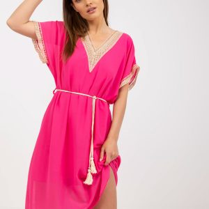 Pink one size dress with braided belt