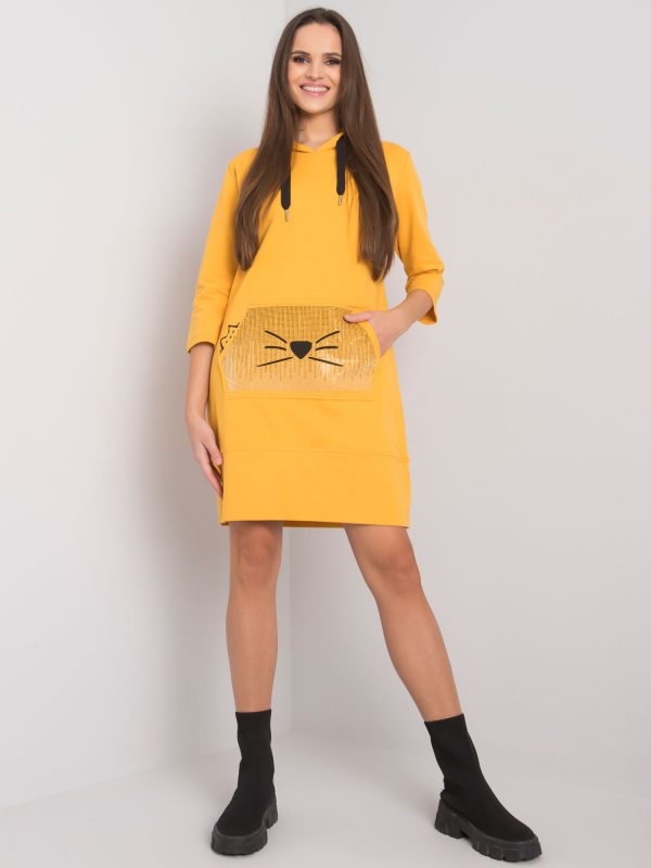 Anne Yellow Sweatshirt Dress