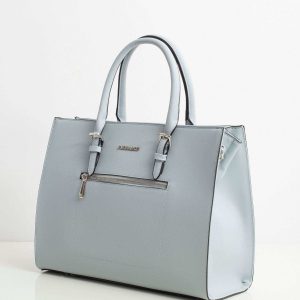 Light blue eco-leather shopper bag