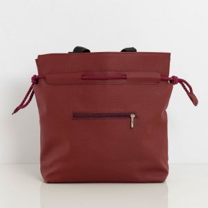 Burgundy eco-leather shopper bag