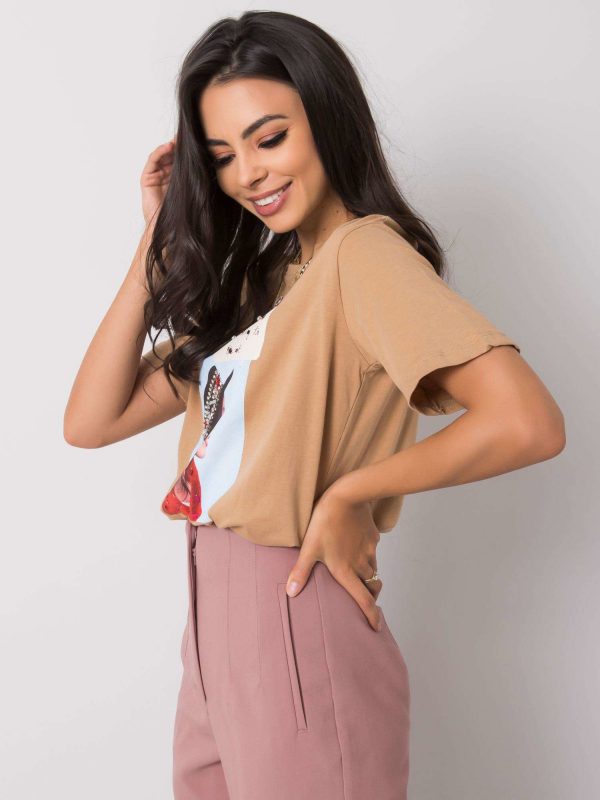 Beige T-shirt with North applique