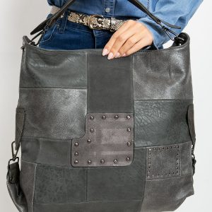 Grey large eco leather bag