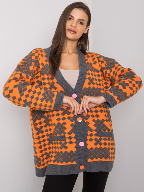 Orange-grey button-up jumper Janaya RUE PARIS