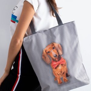 Grey Dog Printed Fabric Bag