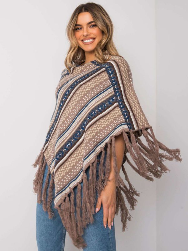 Dark beige poncho with Alvinda patterns