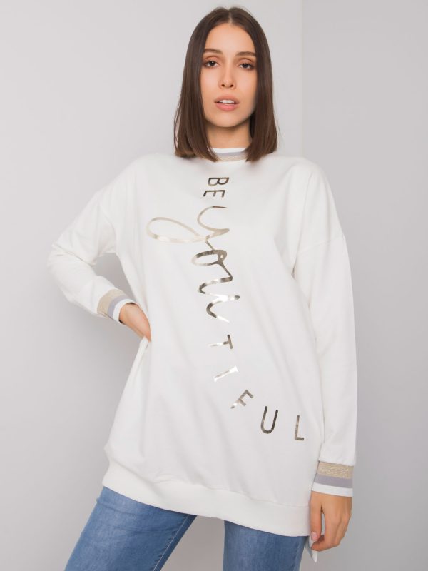 Ecru cotton tunic plus size with inscription Jamellia