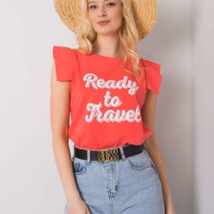 Coral blouse with Beverly print