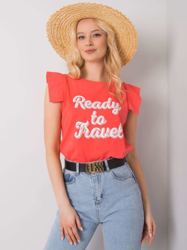 Coral blouse with Beverly print