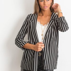 RUE PARIS Black and White Memphis Blazer