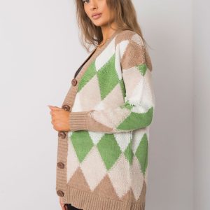 Dark beige green button-up sweater Arden RUE PARIS