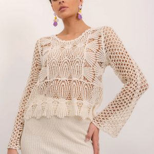 BSL Beige openwork blouse