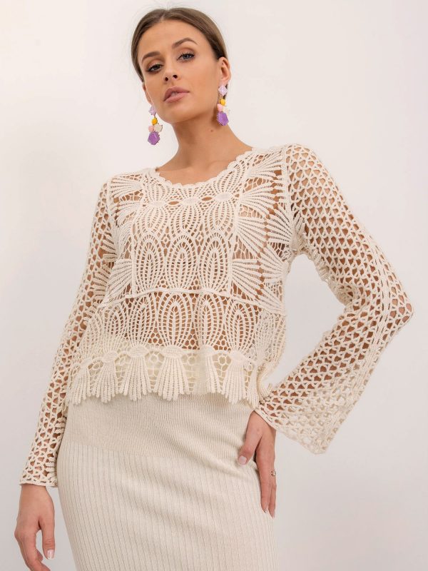 BSL Beige openwork blouse