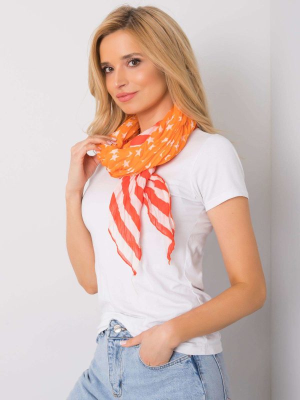 Orange-red scarf with print