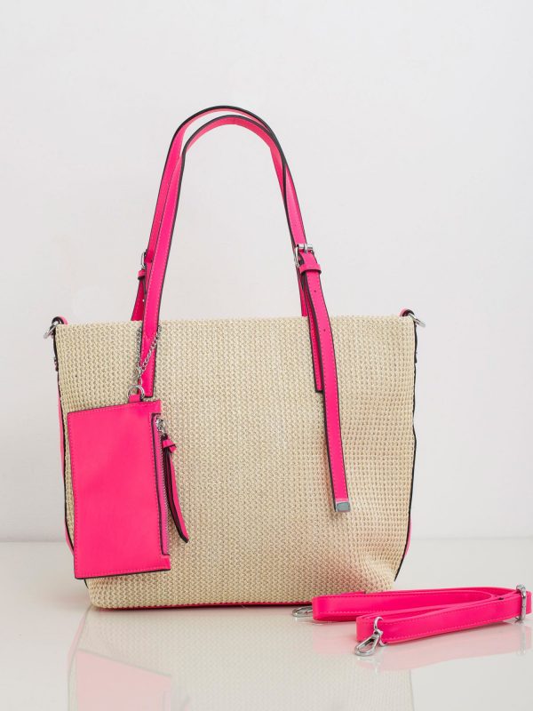 Pink Braided Shoulder Bag