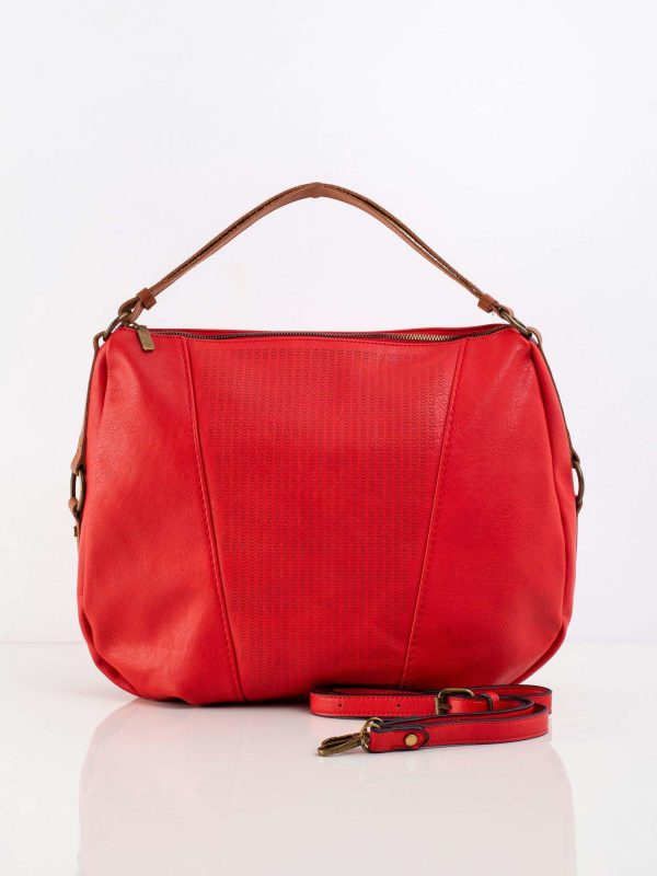 Red Women's Bag with Detachable Strap