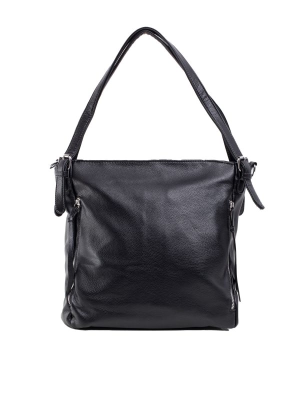 Black City Shoulder Bag with Pockets