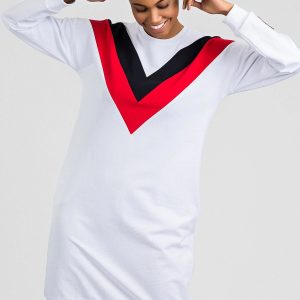 TOMMY LIFE White and navy blue dress