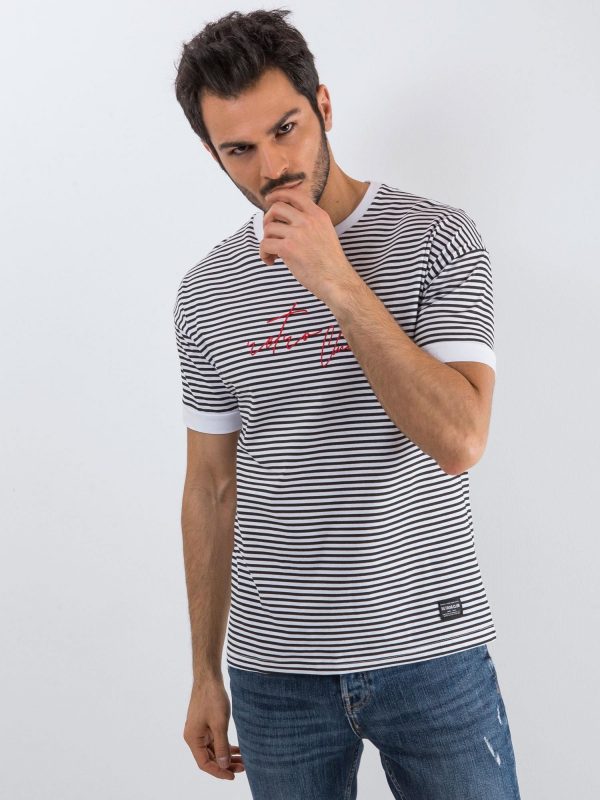 White and black T-shirt for men Yacht