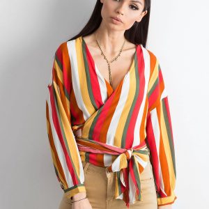 Red striped blouse with binding