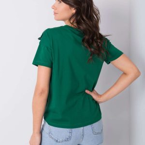 Dark green T-shirt with flounces Mylene