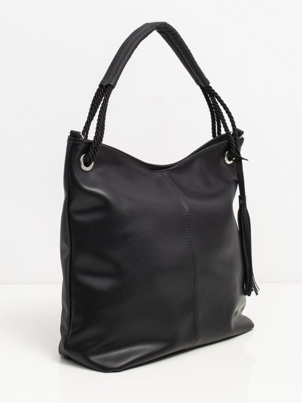 Black big faux leather bag