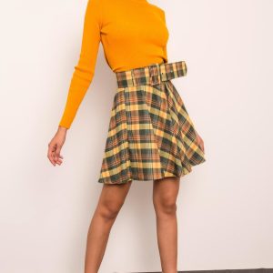 Khaki-yellow flared skirt BSL