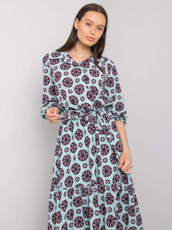 Mint dress with prints Avelina