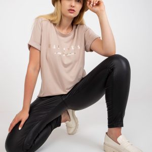 Beige Cotton Plus Size T-Shirt