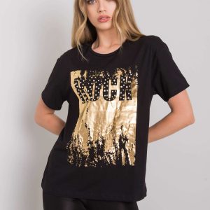 Black T-Shirt with Ginger Print