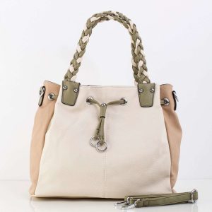 Cream bag with braided handles