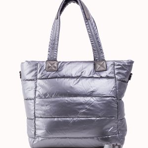 Silver Quilted Shoulder Bag