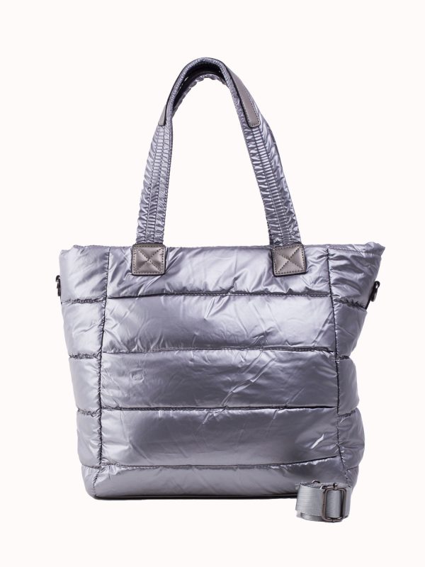 Silver Quilted Shoulder Bag