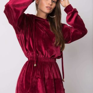 Burgundy velour dress Malory RUE PARIS