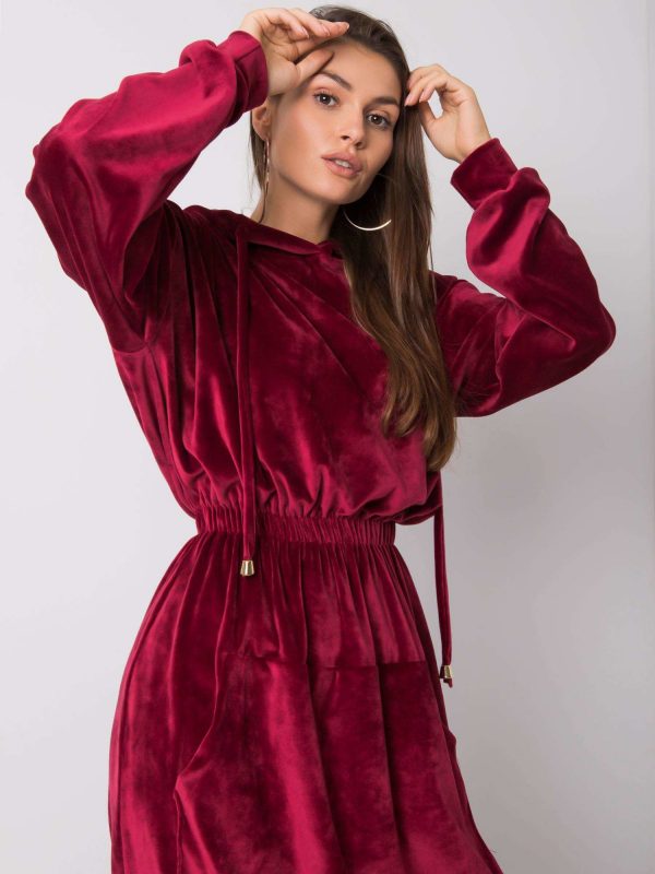 Burgundy velour dress Malory RUE PARIS