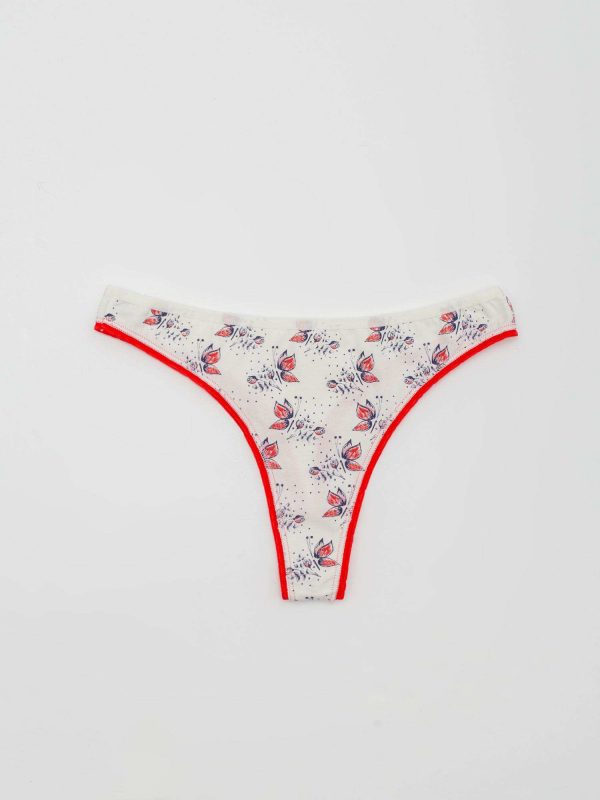 Women's white and red thong