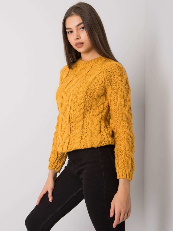 Mustard sweater with braids Milford RUE PARIS