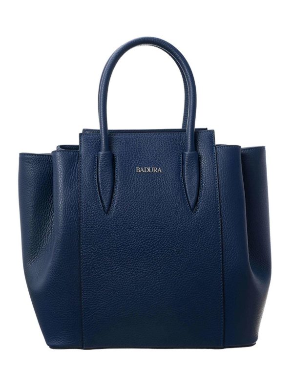 Dark blue leather bag BADURA