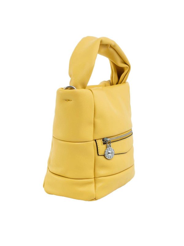 Yellow eco-leather handbag with handle