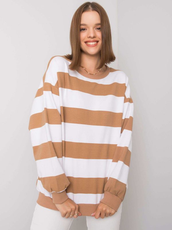 Yemima white camel striped sweatshirt