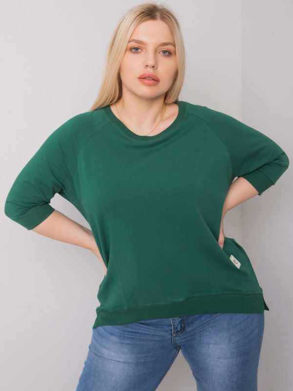 Dark Green Cotton Plus Size Sweatshirt Ninetta