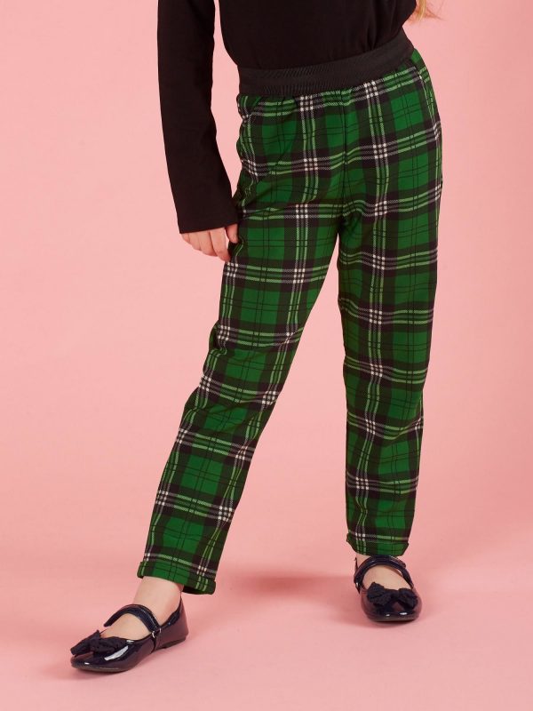 Green Girl's Plaid Pants