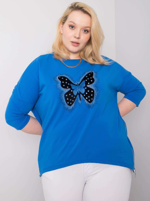 Dark blue blouse with Millie appliqués